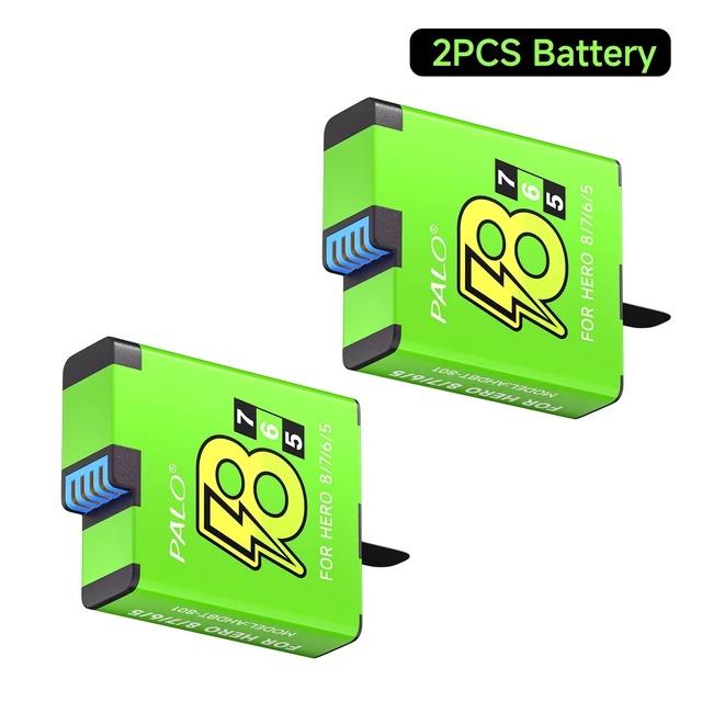 PALO 1800mAh Battery for GoPro Hero 8/7/6/5+LCD Black Battery Charger for GoPro