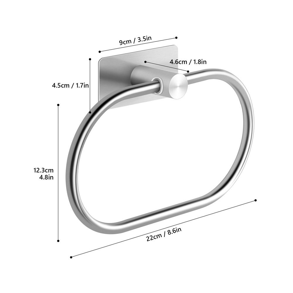 

1 шт. Самоклеящаяся вешалка для полотенец, кольцо для полотенец для ванной комнаты, вешалка для кухонных полотенец без сверления, кольцо для полотенец из нержавеющей стали, аксессуар для ванной комнаты