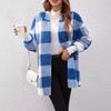 Women's Autumn/Winter Hooded Plaid Plush Cardigan Jacket