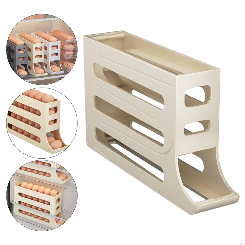 4 Tier Egg Tray for 30 Eggs Rolling Dispenser Automatically Fridge Container