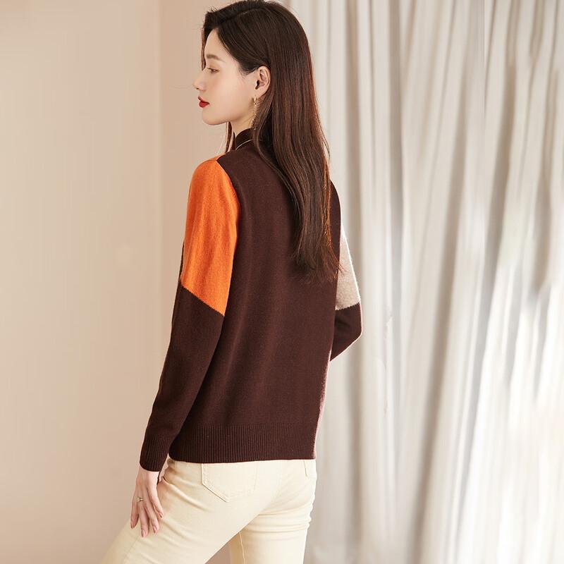 Srcr Women's Pure Wool Half-Turtleneck Color-Block Sweater