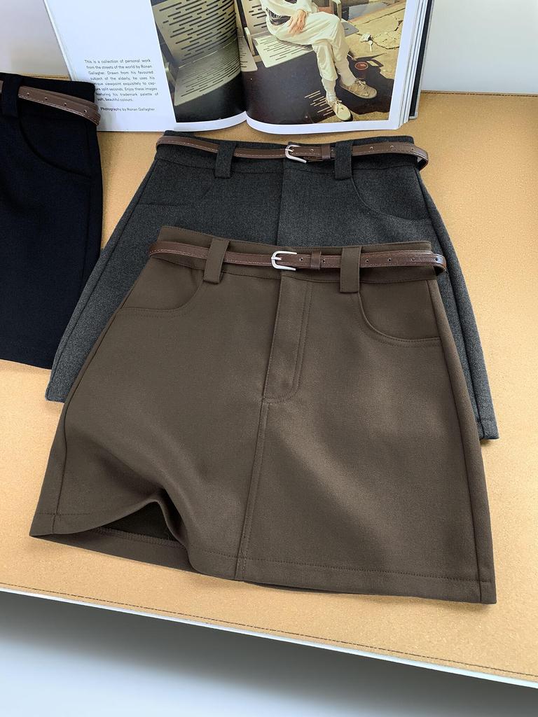 A-line Woolen High-Waisted Slimming Short Skirt for Women - Winter 2026 High-Class Commuter Versatile Half-Skirt
