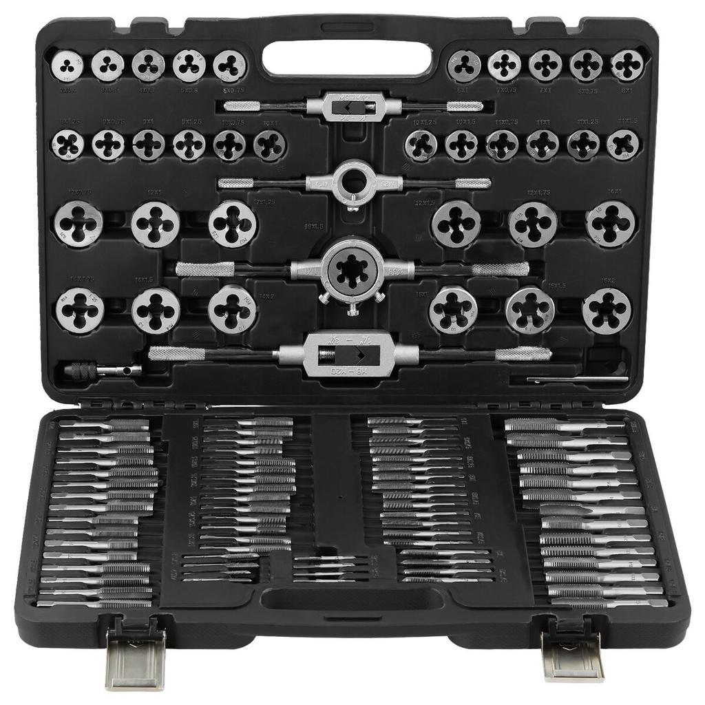 Tap and Die Set, 110-Piece Include Metric Size M2 To M18, Bearing Steel Taps and Dies, Essential Threading Tool for Cutting External Internal Threads,