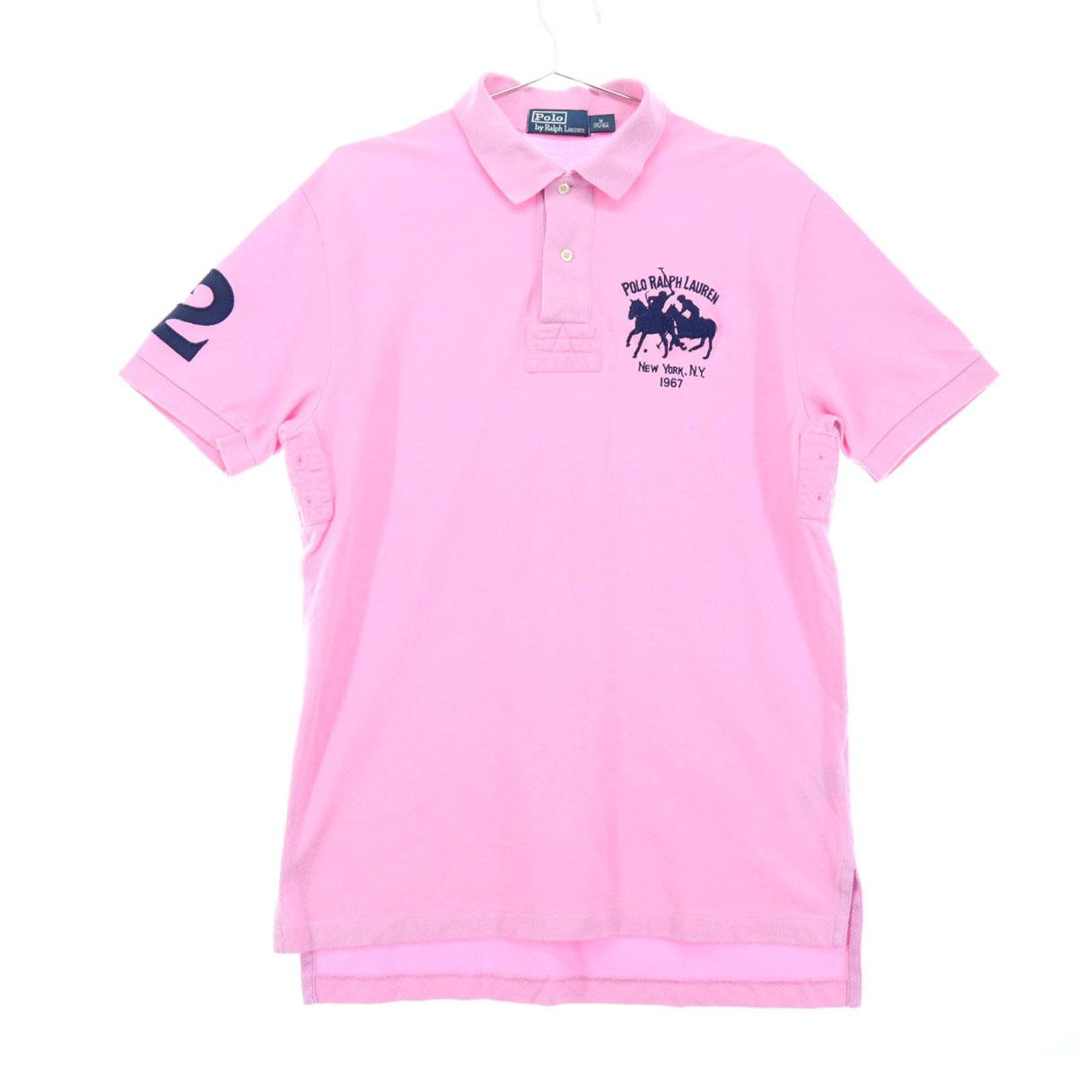 

Косметика POLO Вышивка большого логотипа Футболка-поло с коротким рукавом M розовая Мужская Б/У