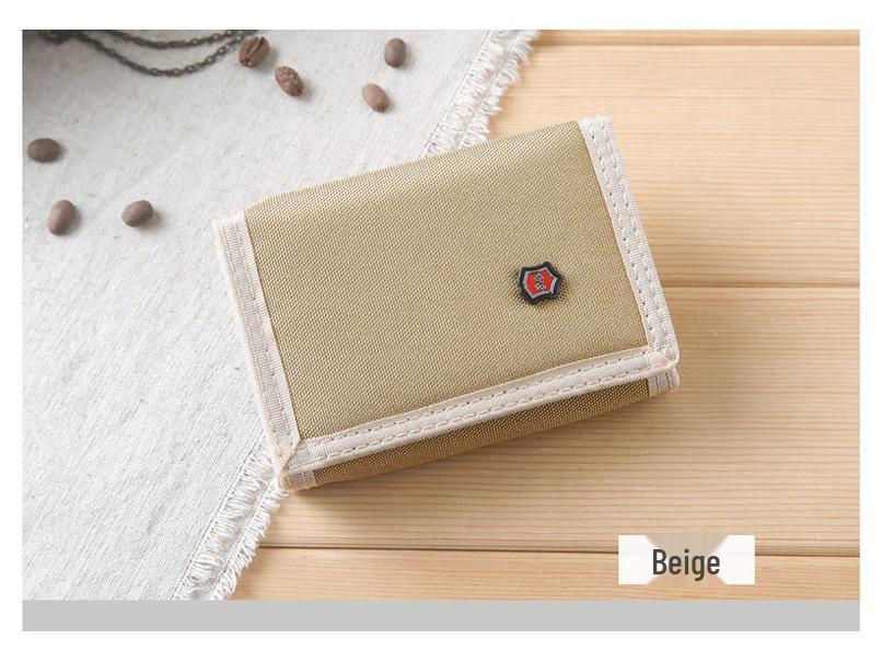 Men's Korean Style Canvas Tri-fold Wallet for Youth and Students