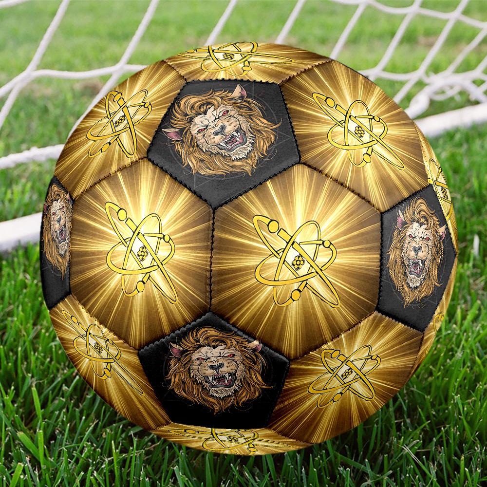 1 Stück Atomsymbol Brüllender Löwe Kraft Fußball Größe 5 Fußball Maschinengenäht Indoor/Outdoor Universeller Fußball Überraschungssammlung n93