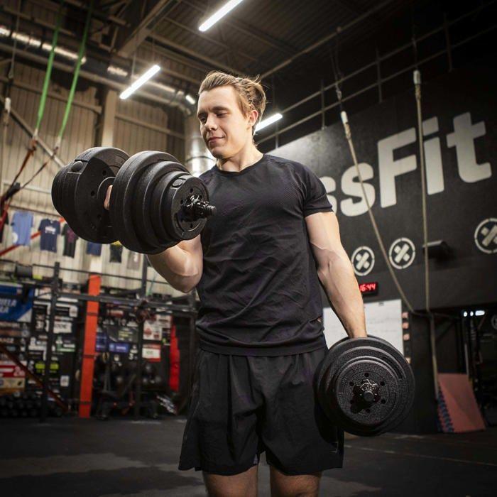 Haltères réglables - SPRINGOS - 30 kg - Kit musculation - Compact - Universel