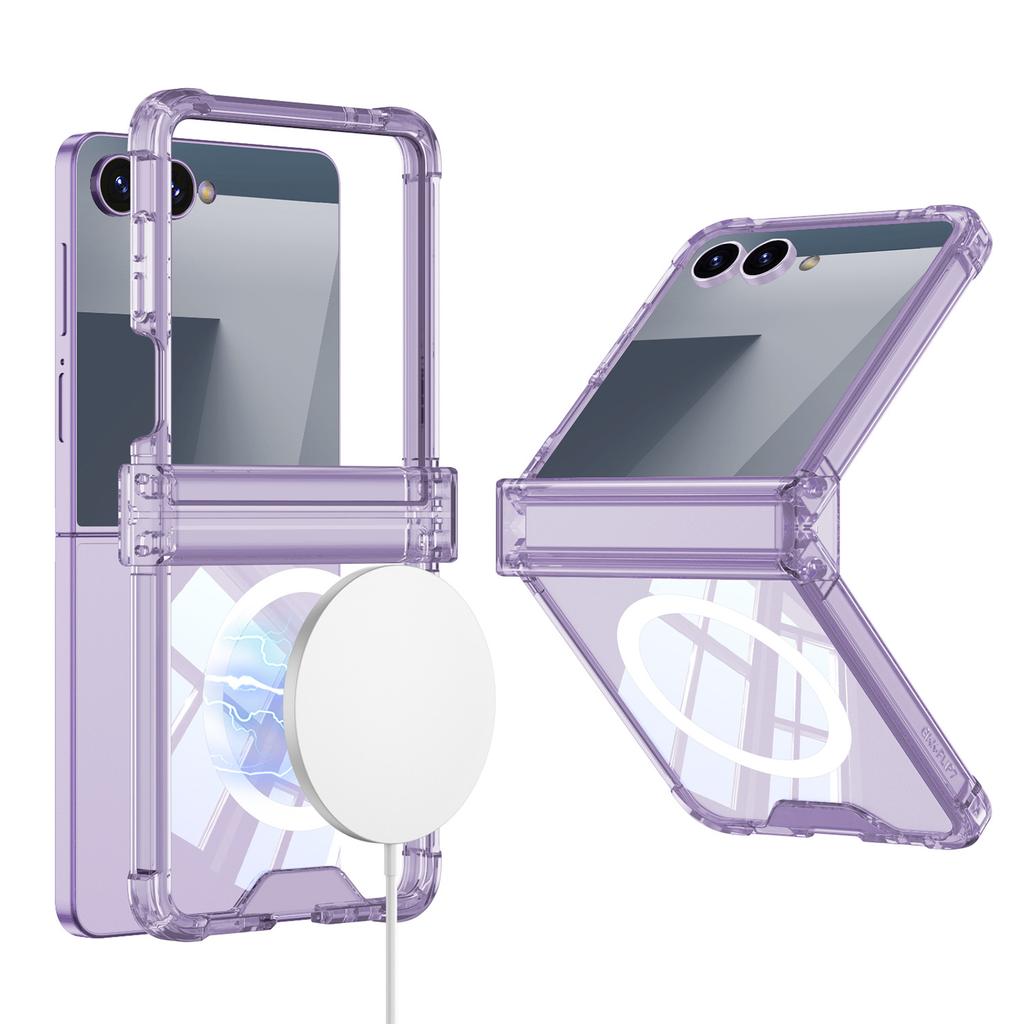Samsung Zflip7 Mobile Phone Case Transparent Airbag Flip7 Folding Shaft Wireless Charging Full Package Anti Fall