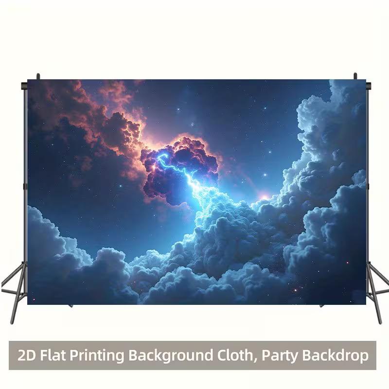2D Thunder Cloud Starry Sky Tapestry Outer Space Wall Art Party Backdrop