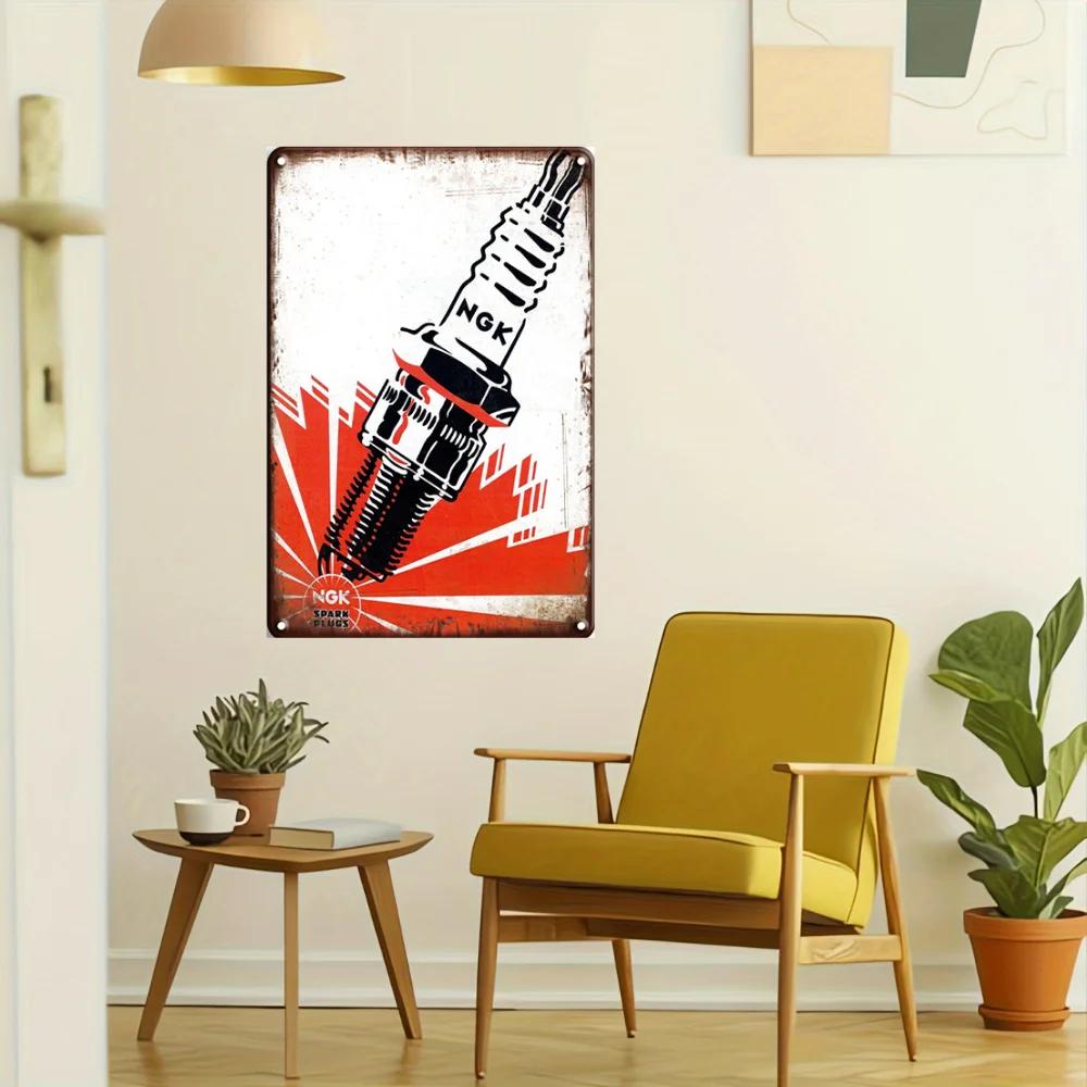 Vintage Metal Tin Signs  NGK Spark Plugs Gulf Garage Oil Motor Posters Wall Decoration Man Cave Cafe Club Retro Posters Plaque
