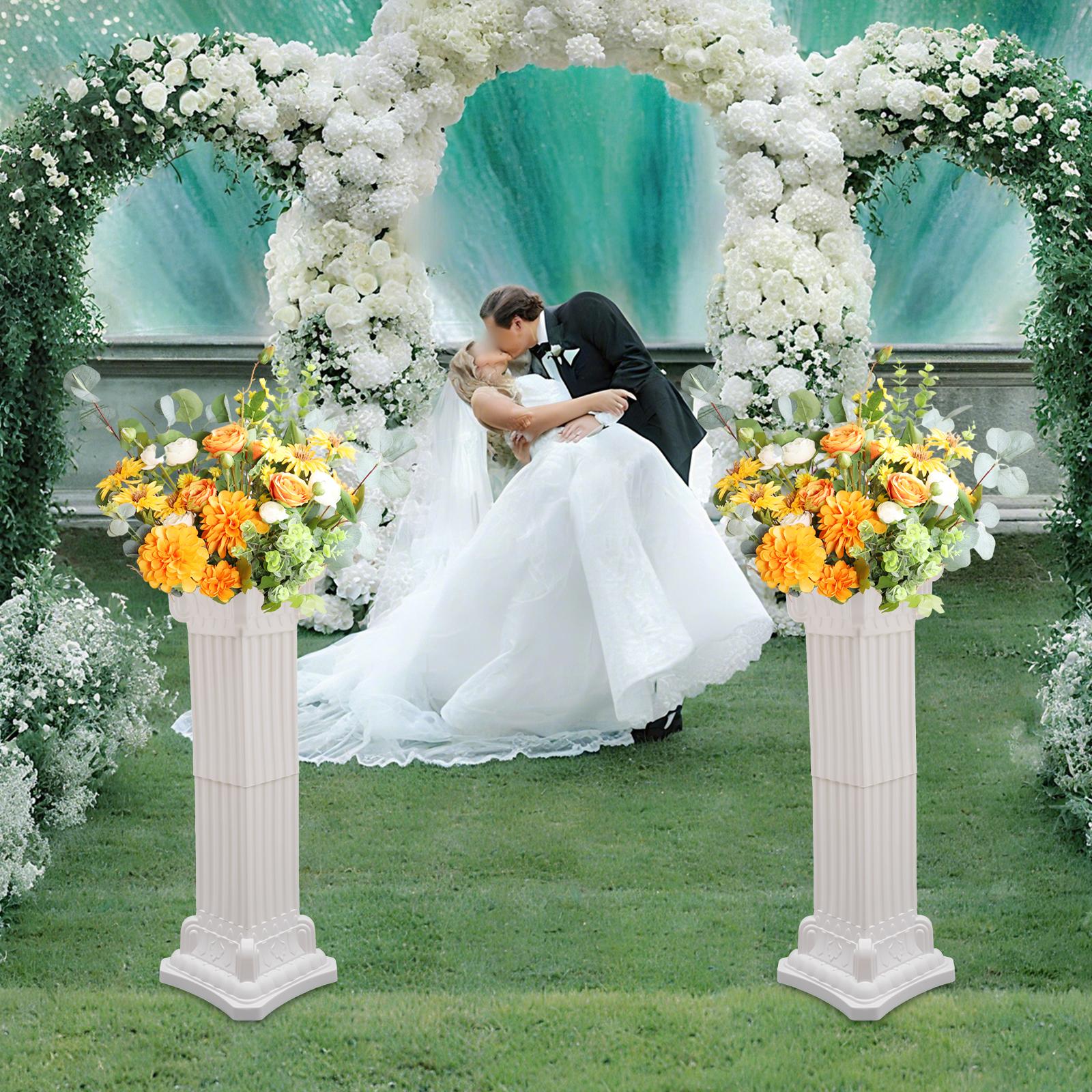 

Bymaocar Wedding Roman Column Set,Greek Pillars Plastic Flower Pots Holder,2pcs Outdoor Road Guide Artistic Ornament Porch Decor белый