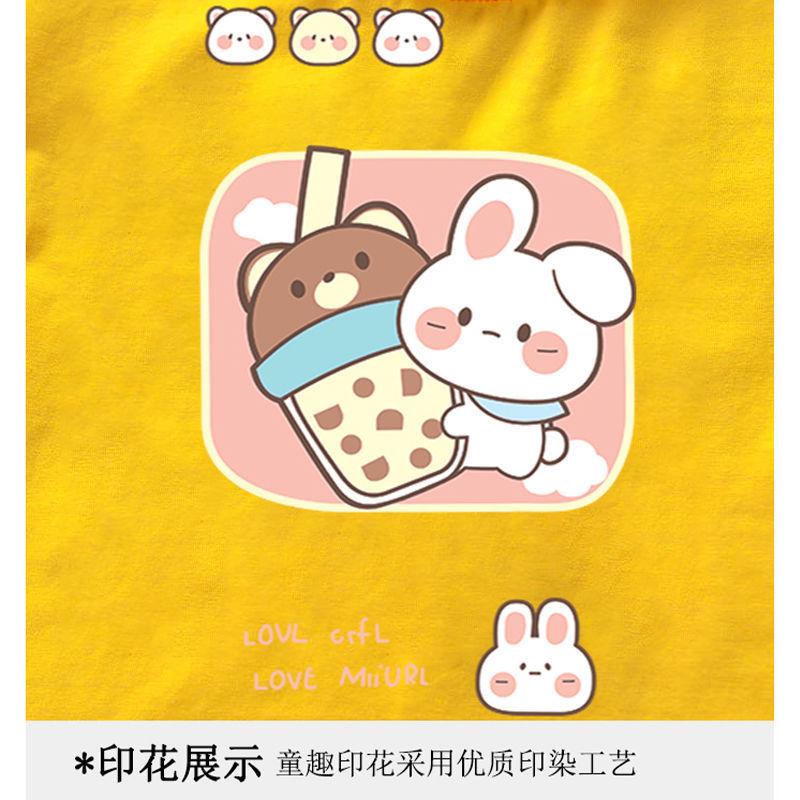 Round Neck Cute Printed Top New Summer Girl Baby Short Sleeved T-shirt Ruffled Bottom Shirt