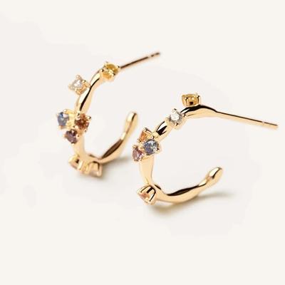 Spanish Pdppaola Gold Earrings Gemstone Diamond Earrings Fashion Trend Earrings for Girlfriend Best Friend
