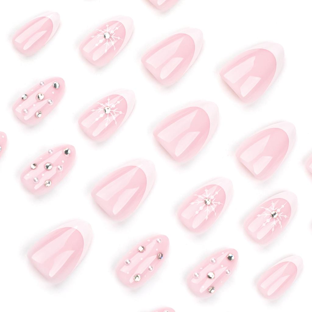 24 de bucăți Fulgul de zăpadă de Crăciun poartă unghii unghii false Hot Nail Art Flash Diamond Piesa de unghii franțuzești Unghii false