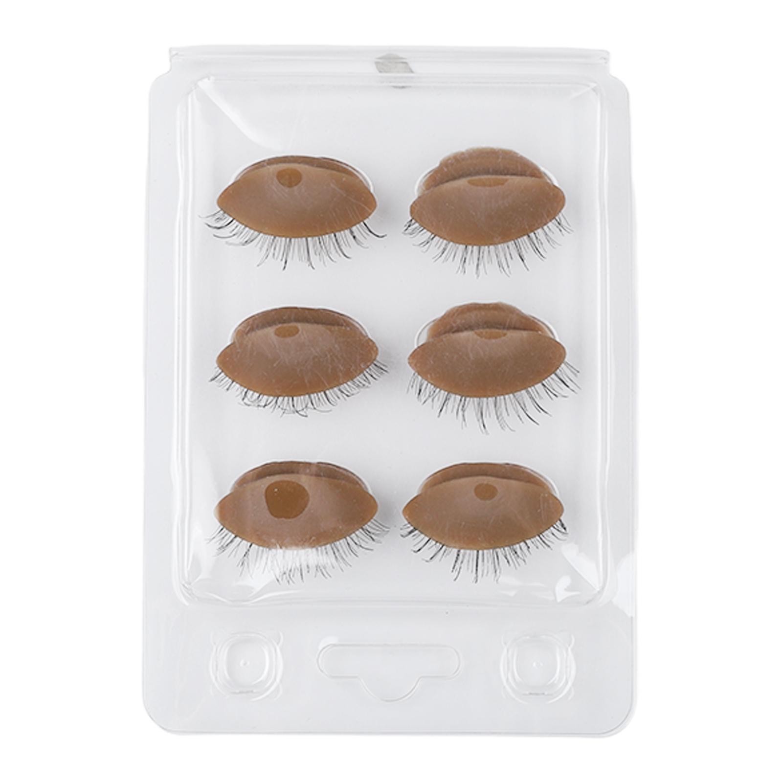 

3 пары манекен-головок с веками и ресницами для обучения наращиванию ресниц коричневый