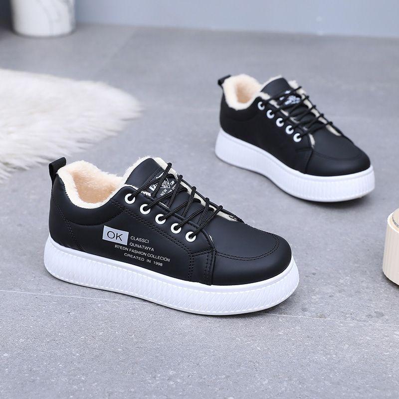 Sports leather cotton shoes velvet waterproof thick-soled winter snow boots women's new thickened warm student casual boots