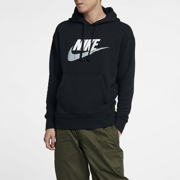 Nike Sports Casual Pullover Hoodie With Front Logo Men Tops Black AV8411-010