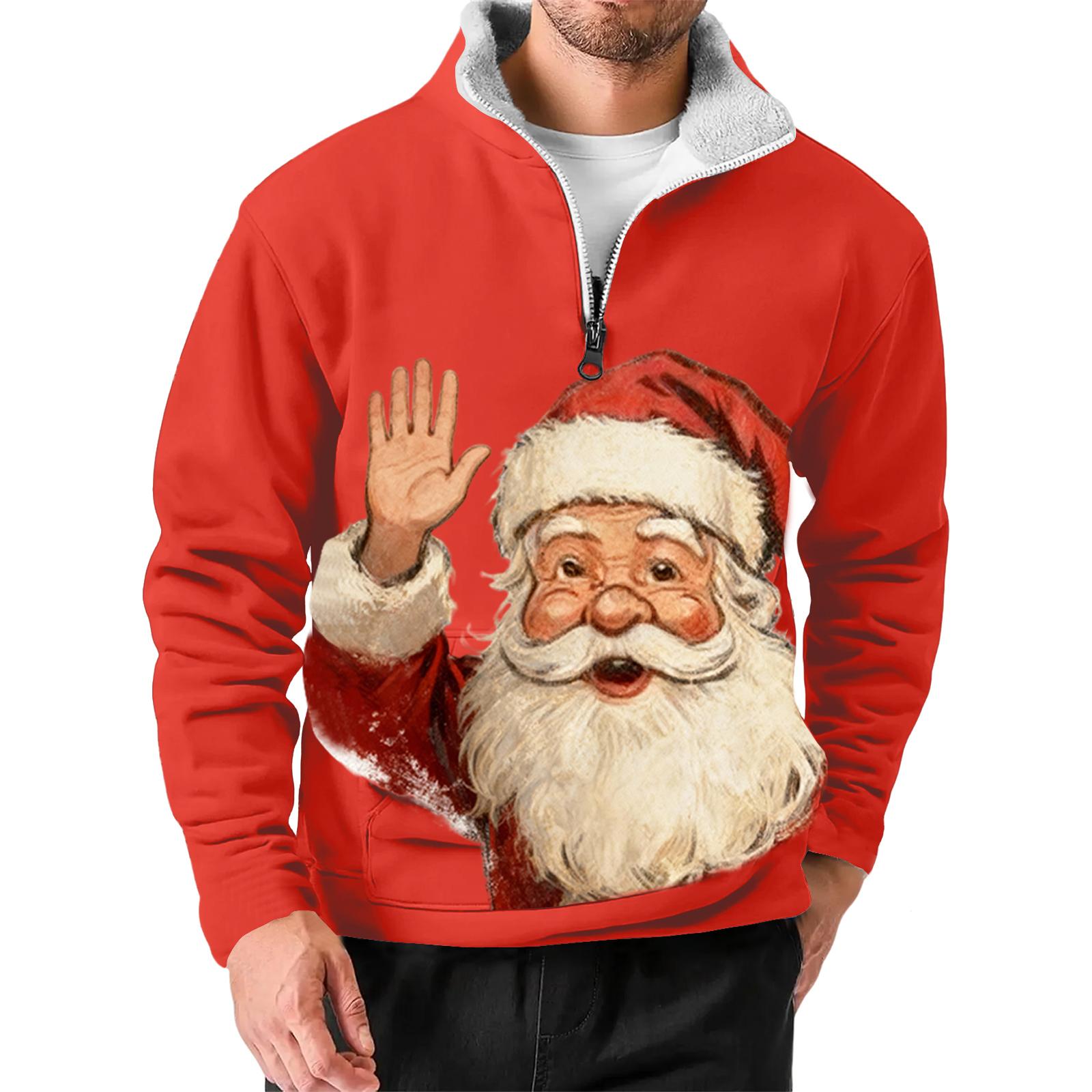 

Men s Christmas Stand-up Collar Sweatshirt, Hot-selling Outdoor Casual Top With Collar XL арбуз красный