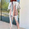 Women Plus Size Round Neck Long Sleeve Printed Top And Fitted Pants Two Piece Set