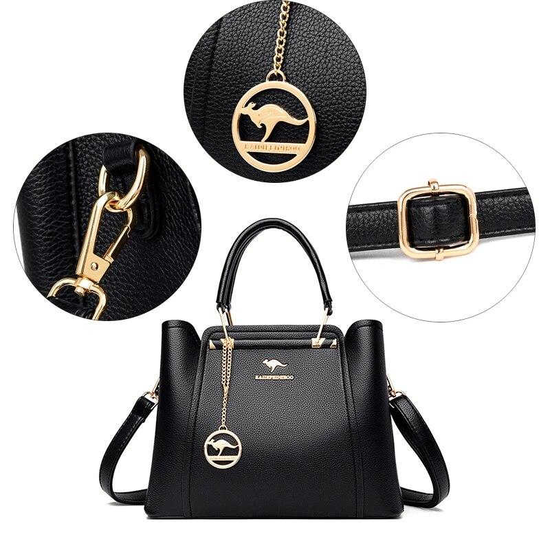 Luksus håndvesker i mykt skinn Damevesker Designer 3-lags skulder-crossbody-pose Dame Stor kapasitet Shopping Messenger Tote