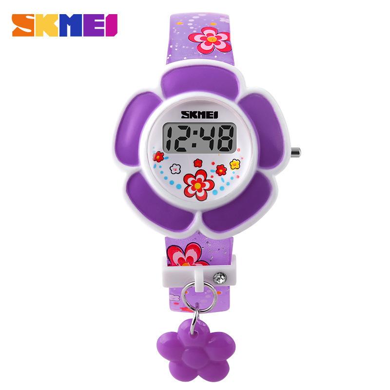 Electronic watch cartoon creative flower children s watch student girl luminous electronic watch фиолетовый