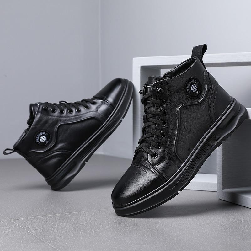 [89 Yuan for 1 Pair] Martin Boots Men's Leather High-top Boots Handsome and Versatile Men's Leather Boots Are Thick and Will Not Be Returned or