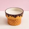 Large Diameter Cat Food Bowl Ice Cream Shape Elevated Cat Bowl Ceramic Cat Bowl  For Cats and Dogs