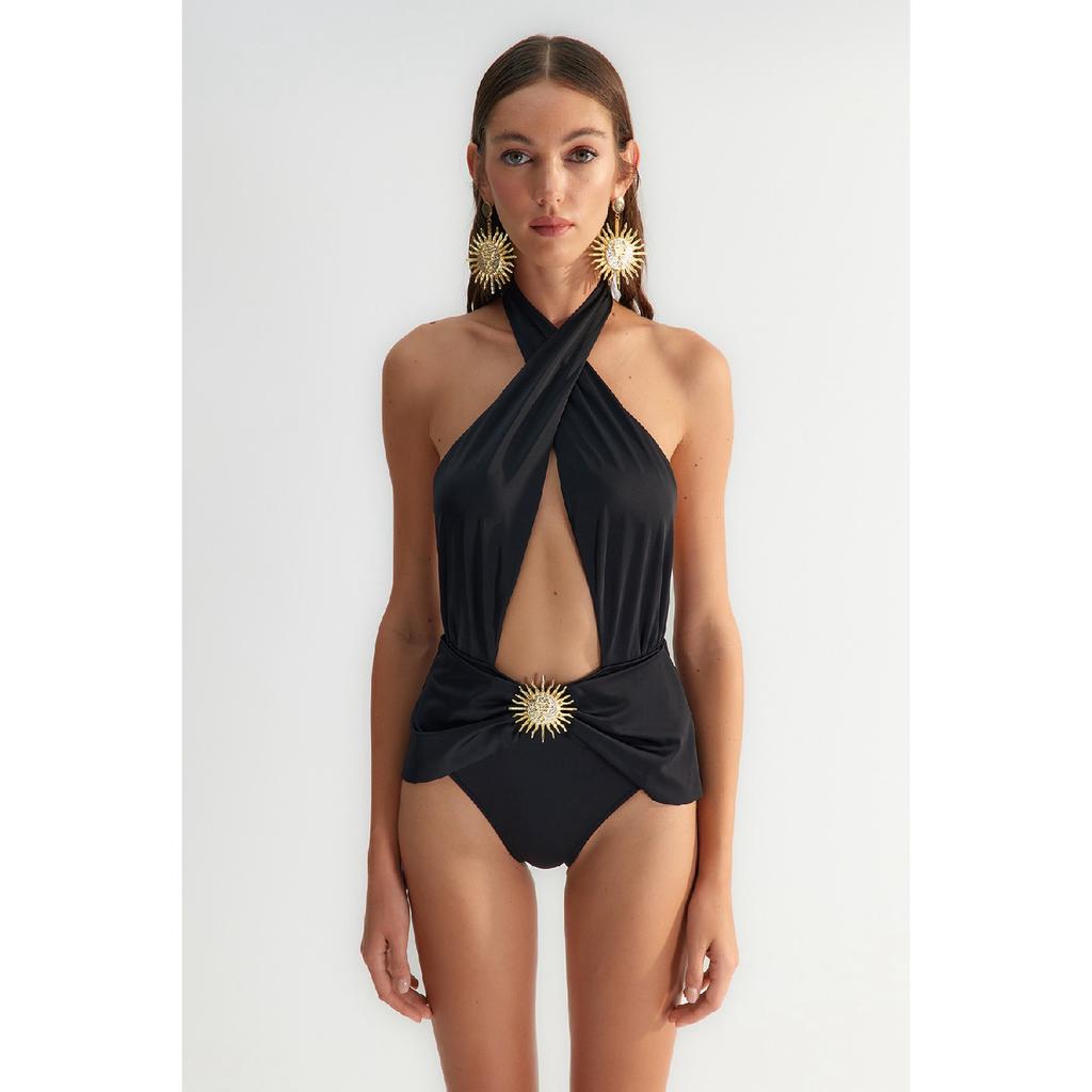 X Zeynep Tosun Black Sun Accessory Detailed Swimsuit Tclss23ma00001