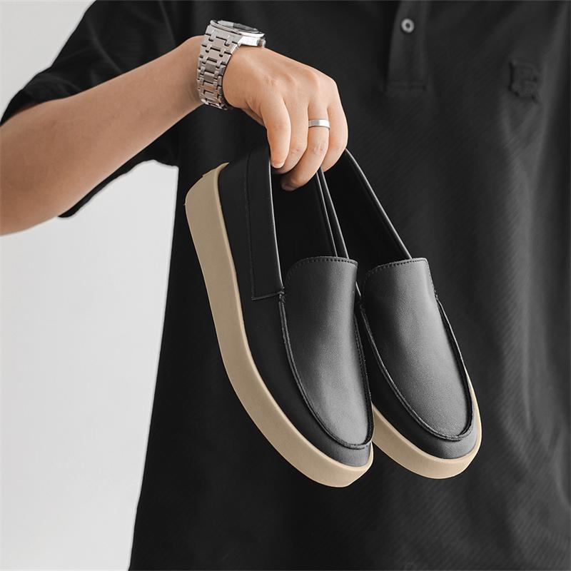 Fashion Classic Leather Mens Formal Loafers Simple Dress Moccasins Breathable Slip on Flats Leisure Walk Driving Shoes Man Driving Shoes