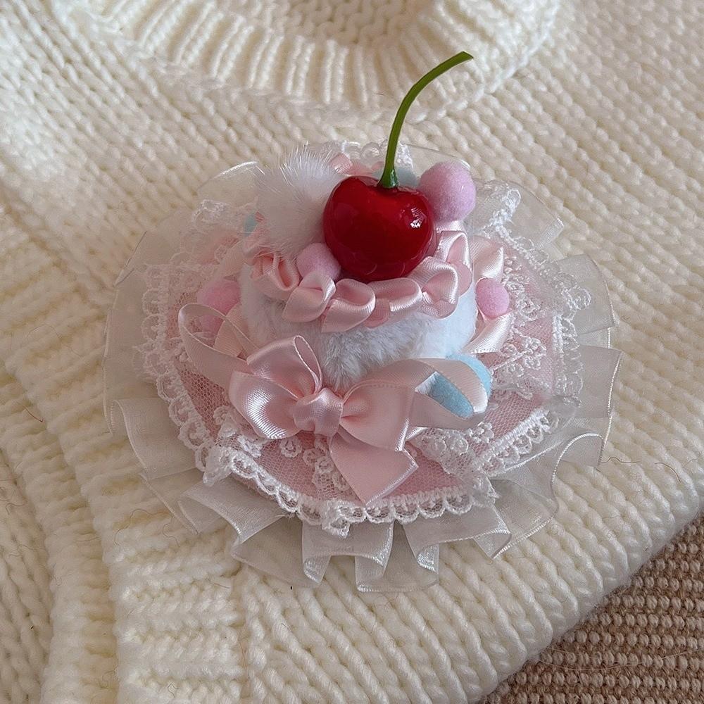Bow Decor Mini Hat Lace Trim Lolita Headdress Elegant Bow Hairpin For Women
