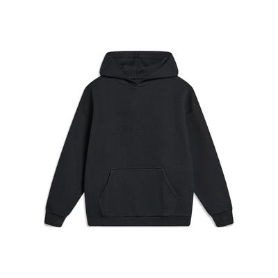 Li-Ning Sports Trend Series Solid Color Loose Pullover Hoodie Unisex Tops Black AWDT757-3