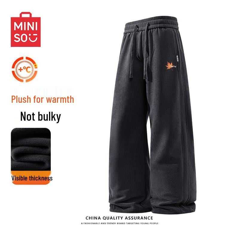 

MINISO Men s Plush Lined Corduroy Straight Leg Pants L