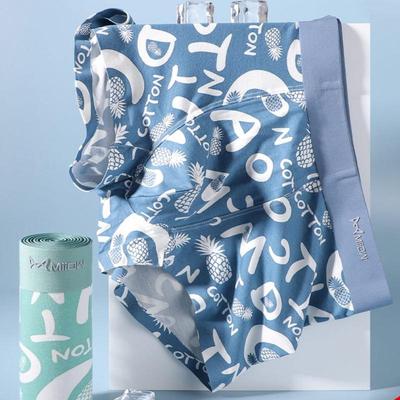 MiiOW 3Pcs Modal Sexy Men Underpants Boxers Shorts Breathable Print Polyester Trunk Man Underwear Boxer Men's Panties Short L-5XL