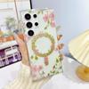 Magsafe Magnetic Shell Spring Flowers Suitable for Samsung S25 Ultra Mobile Phone Case S24plus Electroplated Transparent 23