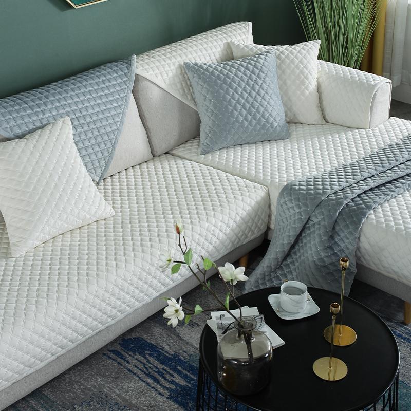 Solid Color Non-slip Sofa Cover Thicken Soft Plush Sofa Cushion Towel for Living Room Furniture Decor Slipcovers Couch Covers