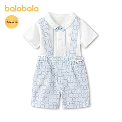 Balabala Baby Jungen Sommer Kurzarm Latzhosen Set