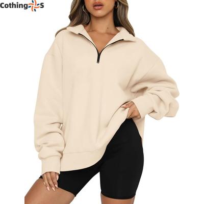Herbst- und Winter Damen Casual Mode Pullover mit halbem Reißverschluss