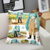 Hatsune Miku Pajama Party Throw Pillow Zipper Closure, Soft Anime Seat Cushion Nap Pillow, Bedroom Sofa Accent Pillow Fans Gift