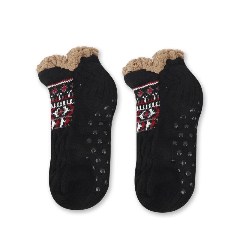 Thickened Fleece-Lined Non-Slip Winter Home Socks with Dotted Soles