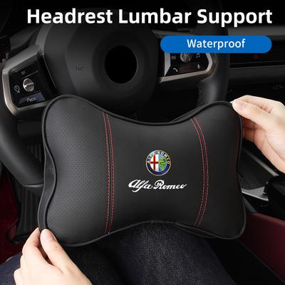 Leather Car Seat Neck and Back Pillow Breathable Accessories For 159 Giulietta Giulia 147 Mito 156 166 GT