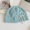 Ear Protector Stacking Knitted Bonnet Cap Solid Color Korean Wool Hat Pearl Bow Beanies Cap  Women