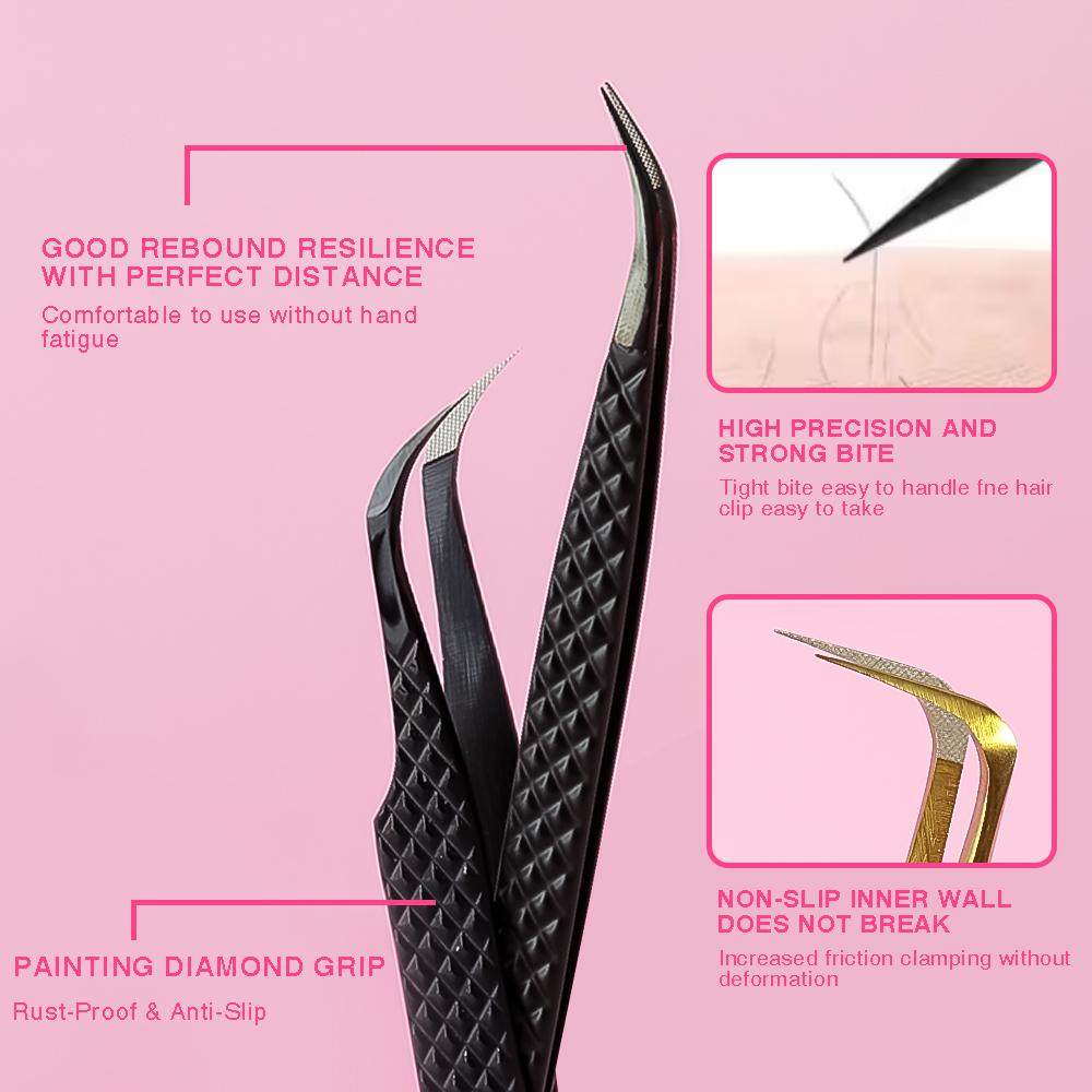 New Design Stainless Steel Make Up Tool Eyelash Extension Tweezers Professional Volume Eyelashes Tweezers Volume Lash Tweezers