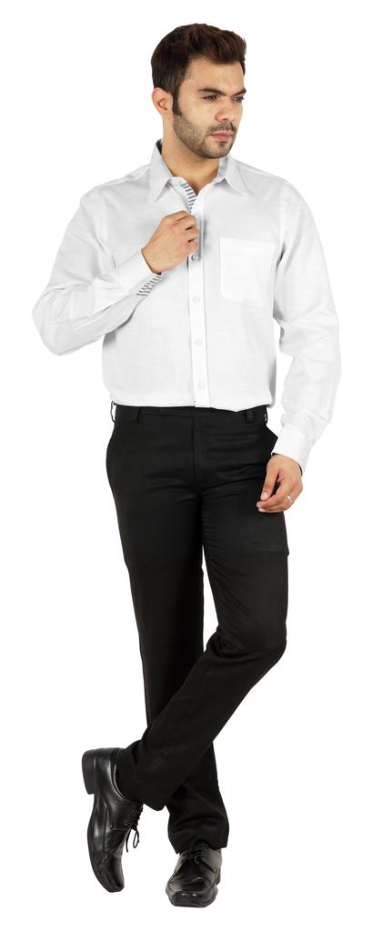 BestMan Formal Classic Button Down Cotton Shirts Inner Contrast Regular Fit Office Shirt For