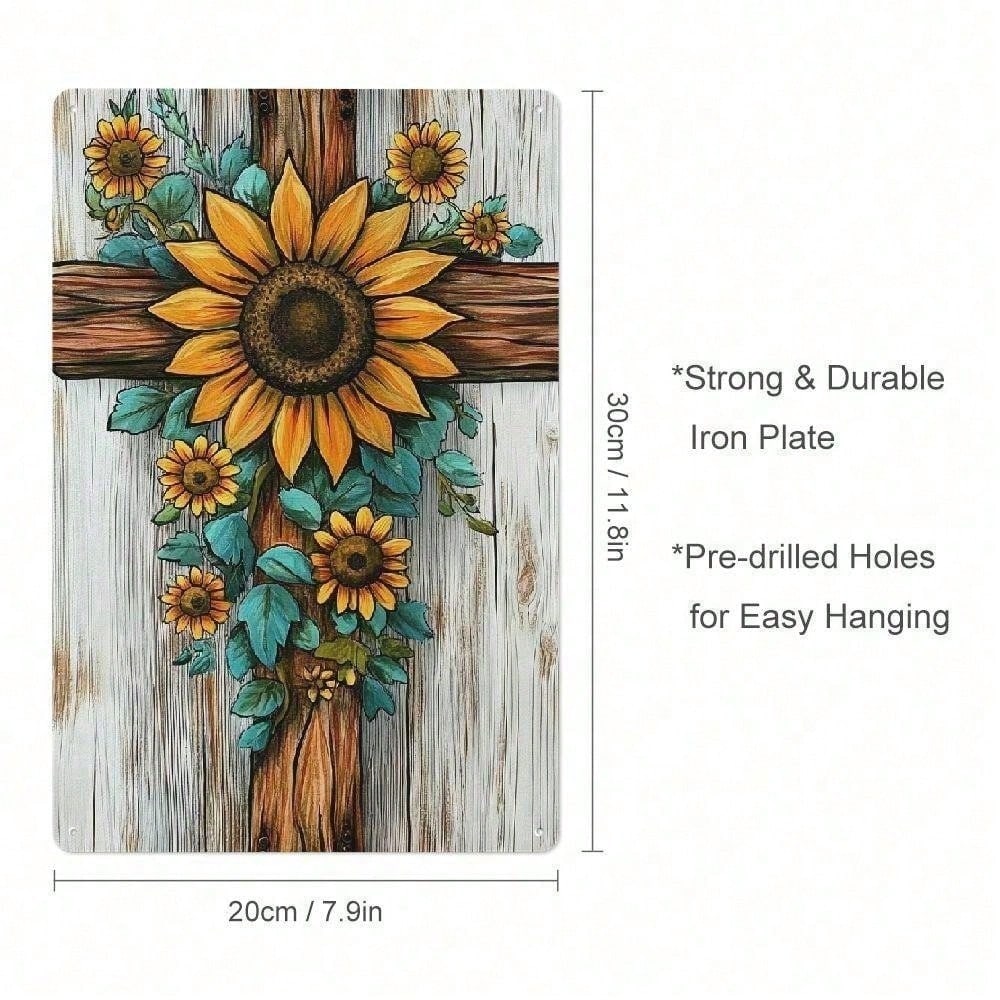 

Vintage Metal Tin Sign Sunflower Cross Wall Art Rustic Home Decor Garage Bar Man Cave Gift 20x30cm разноцветный