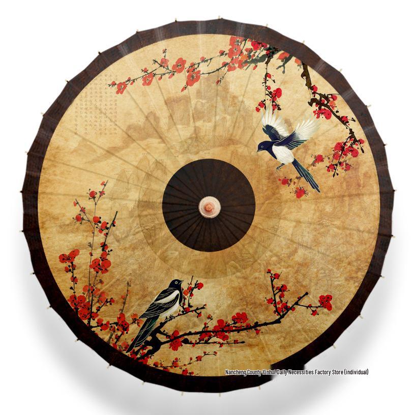 Ručně vyráběný retro deštník ve starožitném stylu - Pro déšť i slunce, Bambus, Nehmotné kulturní dědictví, Čínský design, Voděodolný papír napuštěný olejem.