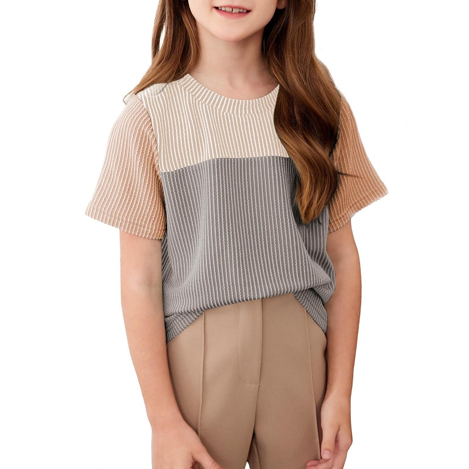 

Летняя цветная футболка с коротким рукавом для девочек S