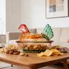 Chicken-Shaped Glass Candy Dish Hen on Nest Dessert Dish with Lid Funny Snack Bowl for Fruits Salads Home Table Decor