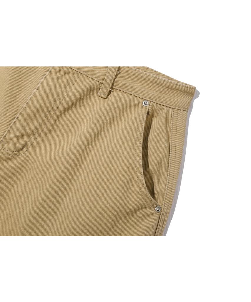 BASEMOMENT Cinch Back Curved Washed Twill Pants Beige