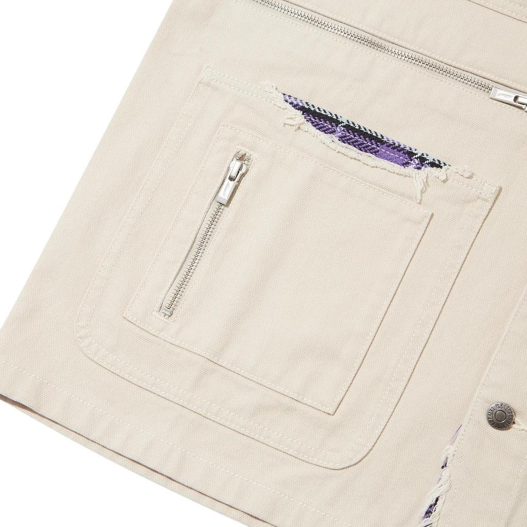 Li Ning X Pleasures Collaboration Color Block Letter Print Casual Loose Jacket Men Jacket Oatmeal-Gray AFDT861-2