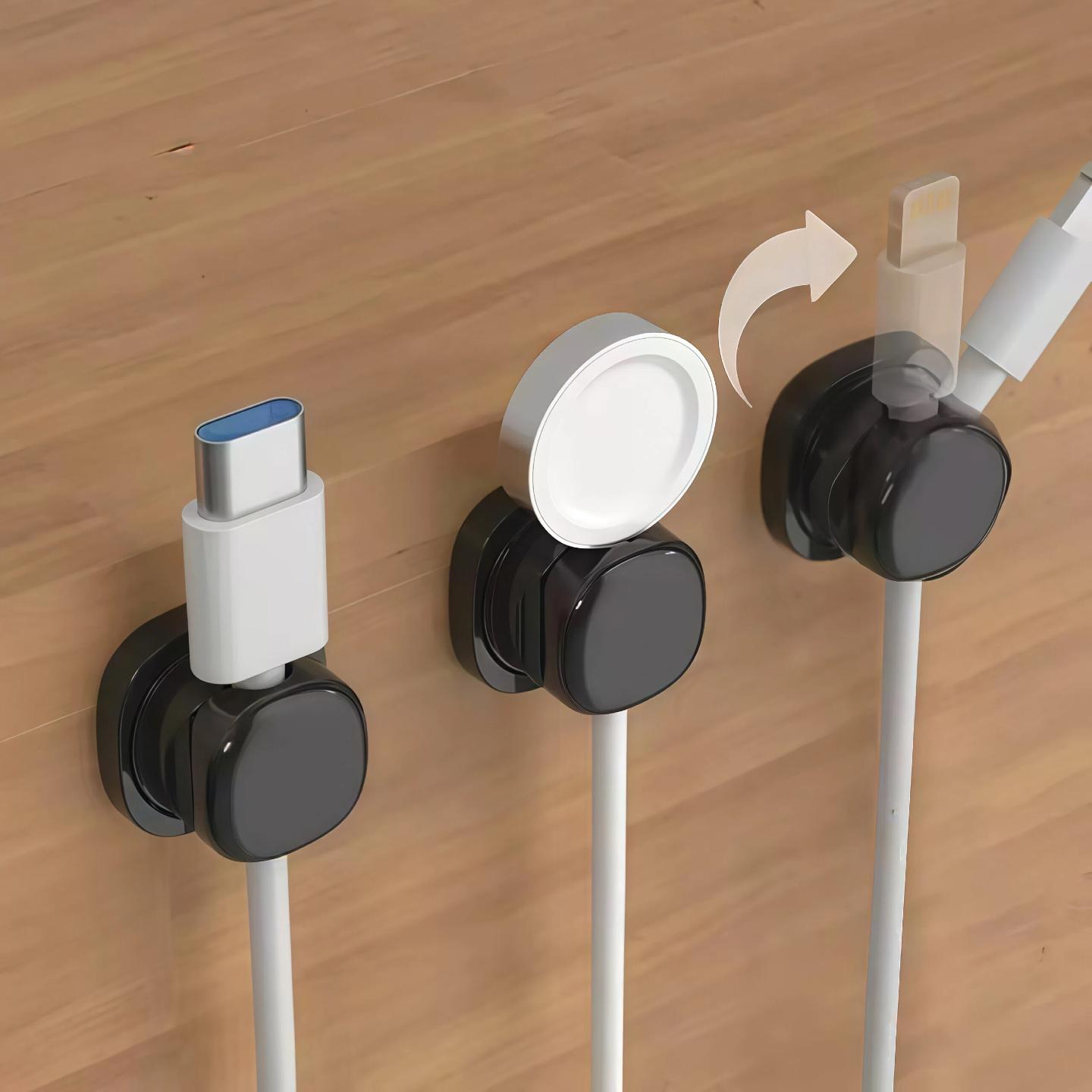 

3-Pack Rotatable Cable Organizer, Desktop Cable Management Holder, Charging Cord Clip, Spring-Loaded Cable Clip чорний